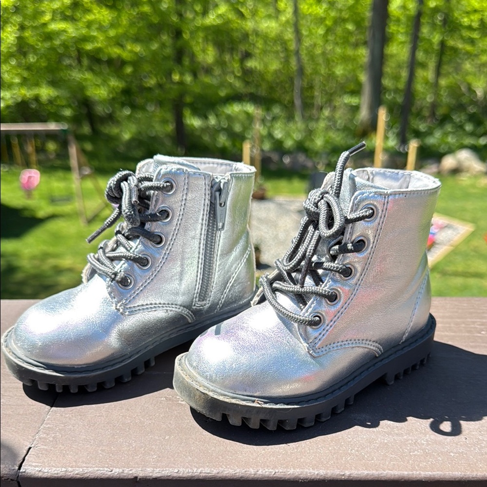 Silver Combat Boots